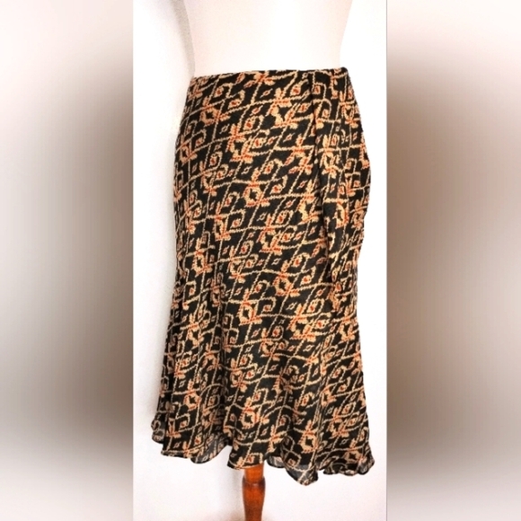 LAUREN SILK WOOL FAUX WRAP SKIRT - Picture 1 of 11